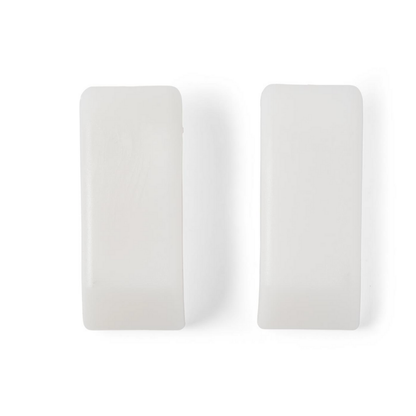 Two rectangular, white Medline Ski Gliders for Walkers with smooth surfaces are placed side by side on a plain white background.
