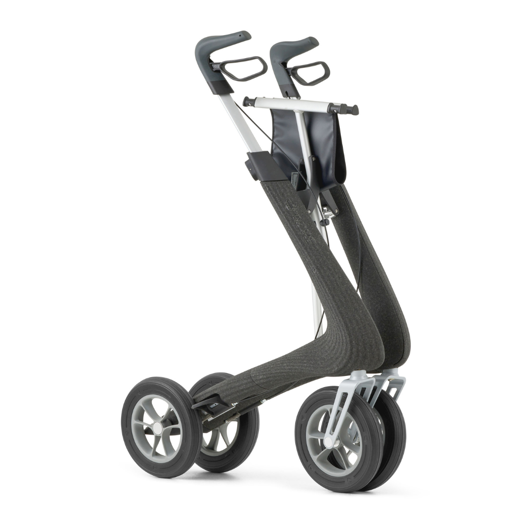 The byACRE Nordic Pioneer Lightweight Folding Rollator weighs just 13 lbs and features four large wheels, dual handles, and a front pouch for enhanced stability and smooth mobility.