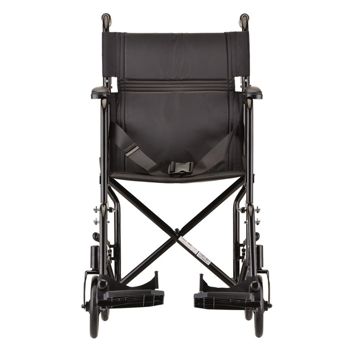 Nova Medical Steel Transport Chair - 19" with Swing Away Footrests Black 319BK