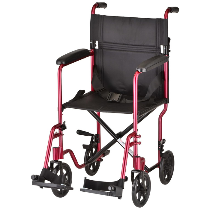 Nova Medical Lightweight Aluminum Transport Chair 329R red