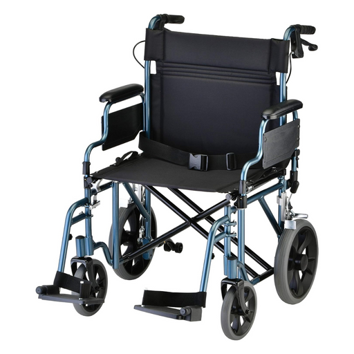 Nova Medical HD Bariatric Transport Chair with 12" Wheels & Extra Wide Seat Blue 332B