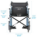 Nova Medical HD Bariatric Transport Chair with 12" Wheels & Extra Wide Seat Blue 332B Dimensions Opened