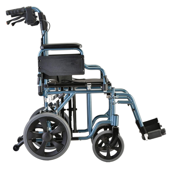 Nova Medical HD Bariatric Transport Chair with 12" Wheels & Extra Wide Seat Blue 332B