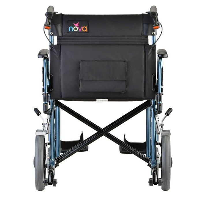 Nova Medical HD Bariatric Transport Chair with 12" Wheels & Extra Wide Seat Blue 332B