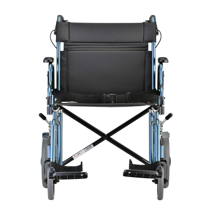 Nova Medical HD Bariatric Transport Chair with 12" Wheels & Extra Wide Seat Blue 332B