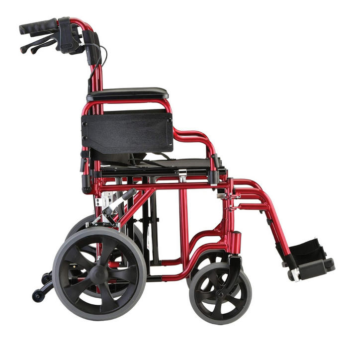 Nova Medical HD Bariatric Transport Chair with 12" Wheels & Extra Wide Seat Red 332R