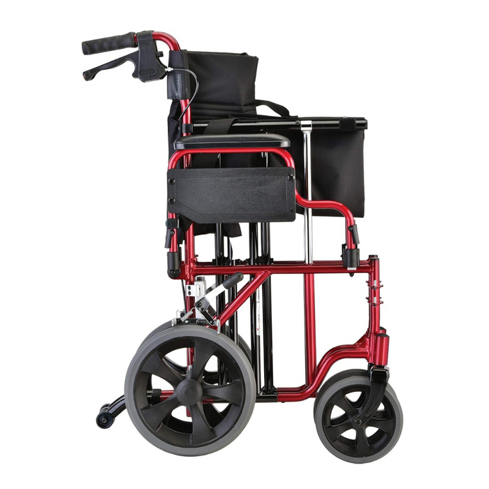 Nova Medical HD Bariatric Transport Chair with 12" Wheels & Extra Wide Seat Red 332R