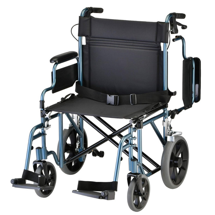 Nova Medical HD Bariatric Transport Chair with 12" Wheels & Extra Wide Seat Blue 332B