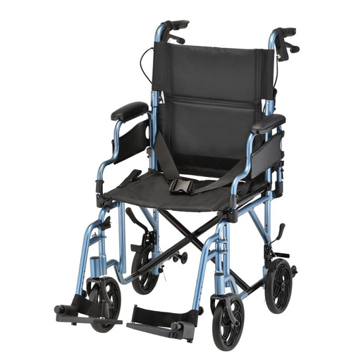 Nova Medical Lightweight Aluminum Folding Transport Chair 350B Blue