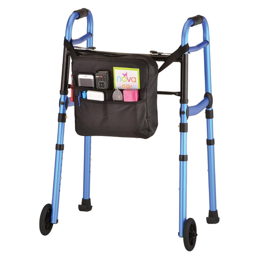 Nova Medical Folding Walker Bundle with 5" Wheels, Walker Skis & Mobility Bag