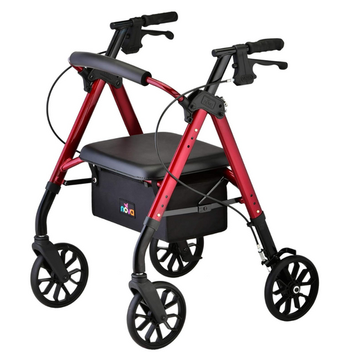 Nova Medical Star 8 Lightweight Rollator - Height Adjustable Seat and Handles 4288RD Red