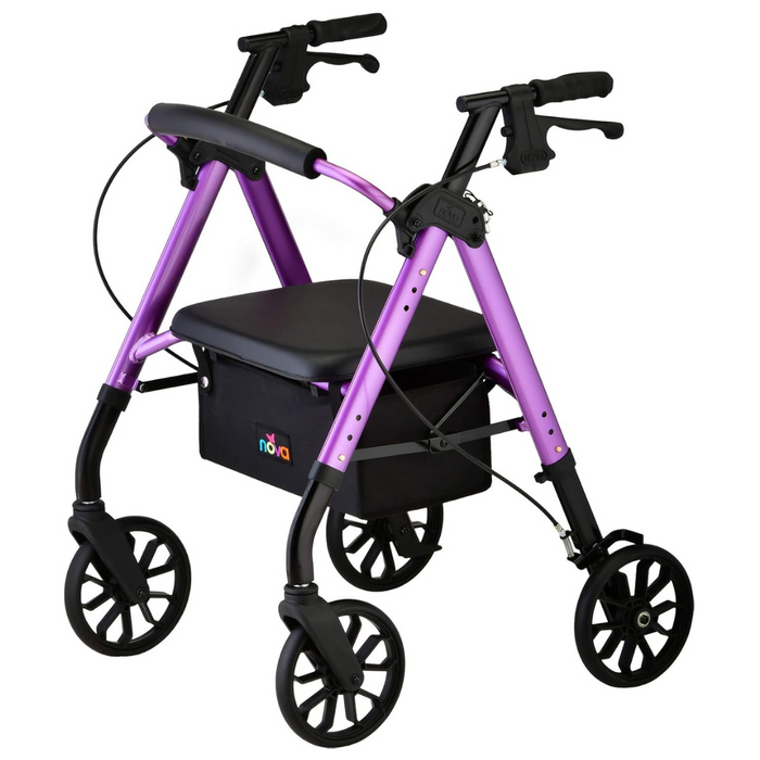 Nova Medical Star 8 Lightweight Rollator - Height Adjustable Seat and Handles 4288PL Purple