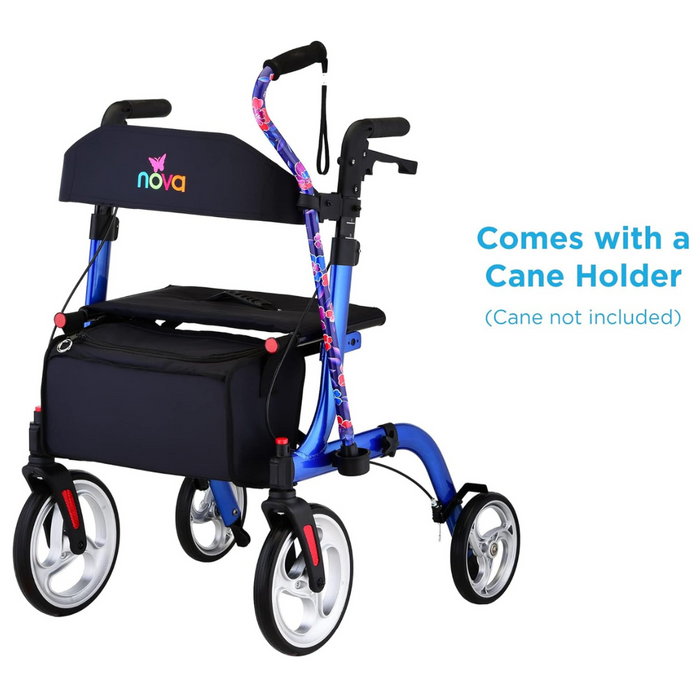 Nova Medical Express All-Terrain Rollator - Large 10” & 8” Wheels with cane holder