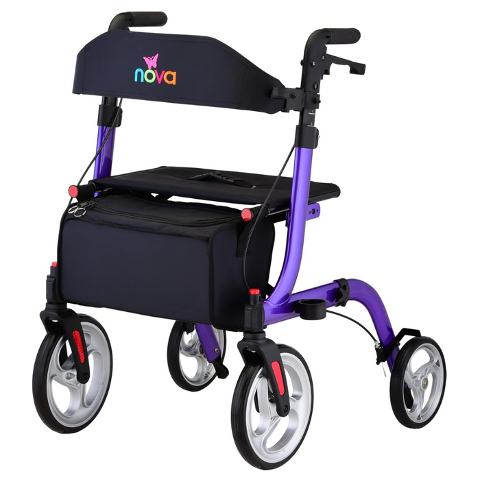 Nova Medical Express All-Terrain Rollator - Large 10” & 8” Wheels Purple 4328PL