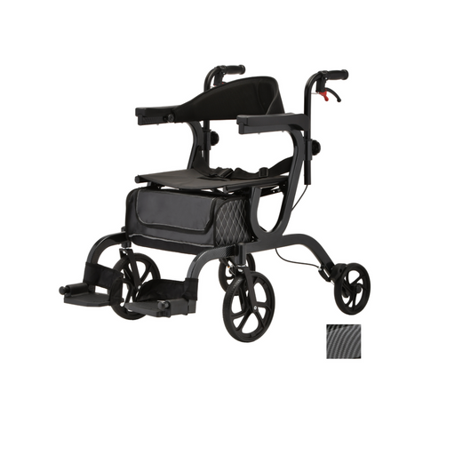 Nova Medical Gemini 2-in-1 Rollator Transport Chair - Carbon Black 