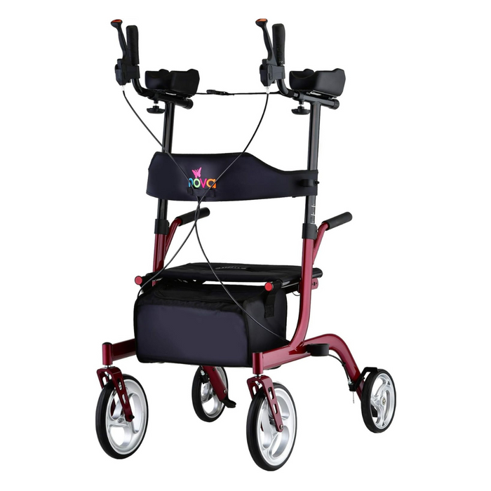 Nova Medical Phoenix Rise UP Rollator - Upright Walker with Padded Forearm Support Red 4801RD