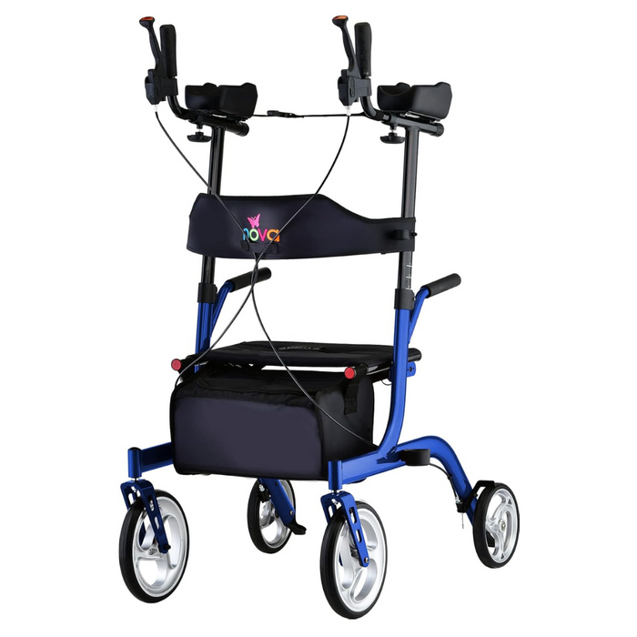 Nova Medical Phoenix Rise UP Rollator - Upright Walker with Padded Forearm Support Blue 4801BL