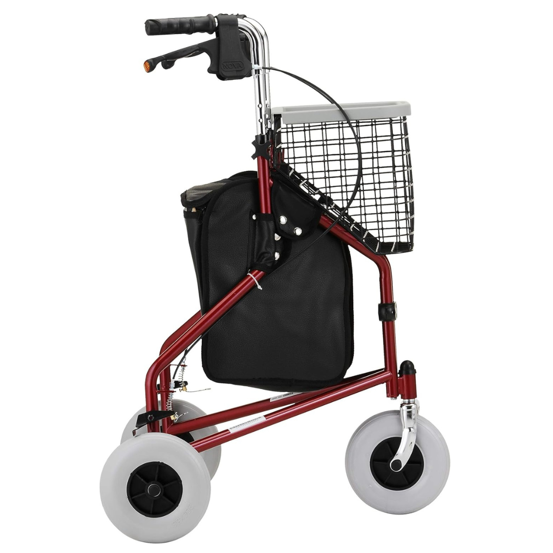 Nova Medical Traveler 3 Wheel Rollator Walker 4900RD Red