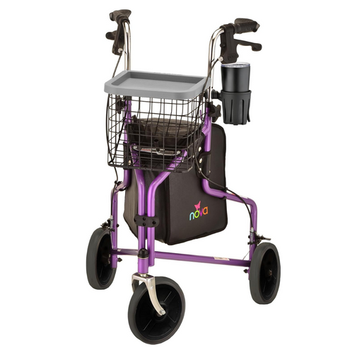 Nova Medical Traveler 3 Wheel Rollator Walker Purple 4900PL