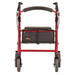A front view of the Nova Medical Zoom Rollator with four wheels, feather-touch hand brakes, padded seat, and storage pouch under the seat; the NOVA logo is visible on the pouch.