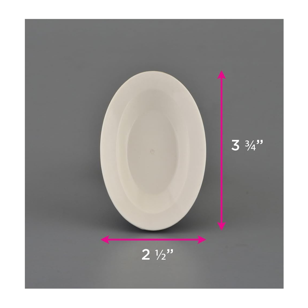 The Nova Suction Cup Showerhead Holder is shown as an oval white plate with pink arrows marking its size: 3 3/4" high and 2 1/2" wide, displayed on a gray background—perfect for holding your showerhead securely.