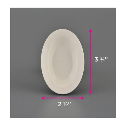 The Nova Suction Cup Showerhead Holder is shown as an oval white plate with pink arrows marking its size: 3 3/4" high and 2 1/2" wide, displayed on a gray background—perfect for holding your showerhead securely.