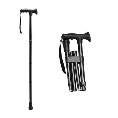 Two Nova Folding Canes with Soft Rubber Handles, one fully extended with a slip-resistant grip and wrist strap, the other collapsed for compact storage.