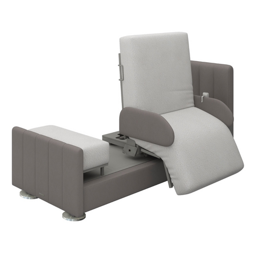 The Starsleep Orin Rotating Full Electric Lift Assist Bed with Heat & Massage features a modern gray finish, silent German motor, extended footrest, padded armrests, and a cushioned backrest. Its multifunctional design offers seamless adjustments and a flat surface for ultimate relaxation.