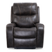 Presenting the Golden Tech PR448 Titan Recliner with Lift Assist & MaxiComfort® - Medium, a dark brown leather chair featuring visible stitching, padded armrests, a 4-Zone Comfort Zone Positioning System, and wireless smartphone charging, all set against a white background.