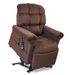 The Golden Tech PR510 MaxiComfort Cloud Recliner with Lift Assist - Extra Wide in brown includes plush cushioning, armrests, an intuitive remote, and advanced ZG+ positioning for unmatched comfort and lift assistance.