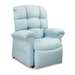 The light blue Golden Tech PR510 MaxiComfort Cloud Recliner features a tall, tufted backrest and plush armrests on a white background, offering Zero Gravity+ positioning for ultimate relaxation.