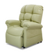 A light green Golden Tech PR510 MaxiComfort Cloud Recliner with Lift Assist - Extra Wide offers plush padding, padded arms, a high back, Zero Gravity+ positioning for relaxation, soft cushioning, and an extended footrest. It features Full Body Heat Wave Technology against a white background.