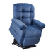 Introducing the Golden Tech PR515 Cloud Recliner: a blue, plush chair with thick cushioning and Twilight Technology on a mechanical base. Its soft, textured fabric and visible seams offer ergonomic support for ultimate comfort in any living space.