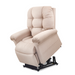 The Golden Tech PR515 Cloud Recliner features beige button-tufted upholstery, padded armrests, and a black metal base. It provides ergonomic support to assist with sitting and standing, ensuring ultimate comfort in any raised position.