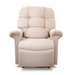 A beige Golden Tech PR515 Cloud Recliner with lift assist, ZG+, Twilight, padded armrests, and a tufted backrest is elegantly displayed against a plain white background.