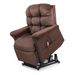 Meet the Golden Tech PR515 Cloud Recliner With Lift Assist, ZG+ & Twilight. This brown plush chair boasts a tufted backrest, cushioned armrests, ergonomic support, and a zero-gravity experience. Its advanced lift feature elevates the partially lifted base with an intuitive built-in control device.