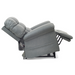 A gray Golden Tech PR515 Cloud Recliner, fully reclined with Twilight Technology, displays cushioned armrests and an extended footrest. The backrest tilts back, enhancing its plush design—ideal for relaxation and lift assist.