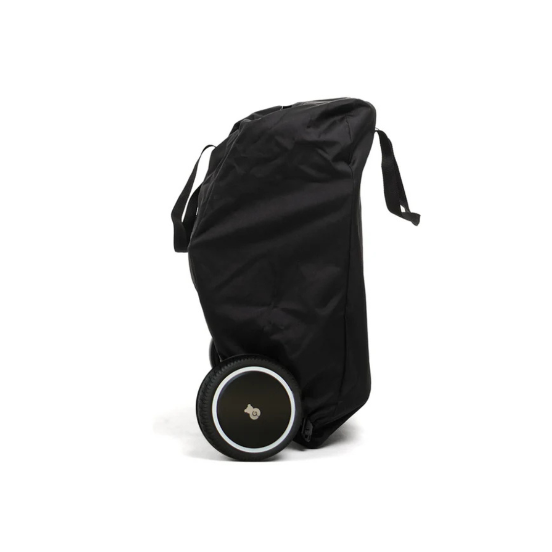 The Travel Bag For Paiseec Q3 Electric Wheelchair is a black fabric bag with two wheels and a top handle strap, designed for easy carrying or pulling, making it perfect as a shopping cart or wheelchair accessory. Shown against a plain white background.