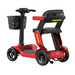 The Paiseec S3 Portable Mobility Scooter has a red and black design, four wheels, front basket, cushioned seat, yellow accents, and a thick handlebar. It features the Smart PAI Safety System for stable performance on long rides.