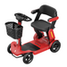 The Paiseec S3 Portable Mobility Scooter features a red design with black handles, seat, and a small basket in front. It has four wheels for stability and offers powerful performance with effortless folding for easy storage, making it perfect for personal transportation and accessibility.