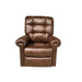 The Journey Perfect Sleep Recliner & Lift Chair with Heat features brown leather, cushioned arms and backrest, tufted stitching, and a footrest. Its set against a white background for an elegant touch.