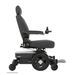 Side view of the Pride Mobility Jazzy® EVO 613 Powerchair with ATX Suspension in black, featuring a padded seat, backrest, armrests, footrest, right joystick control, large rear wheels, small front wheels, and Mid-Wheel 6® Technology.