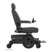 A black Pride Mobility Jazzy® EVO 613 Powerchair with ATX Suspension, cushioned seat, armrests, joystick controller, footrest, and four wheels with Mid-Wheel 6® Technology is shown in side profile on a white background.