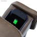A black smartphone with an 80% charge rests in the built-in slot of a brown Pride VivaLift Ultra PLR4955 Recliner with Lift Assist, Heat, and Massage.