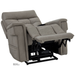 The Pride VivaLift Ultra PLR4955 Recliner with Lift Assist, Heat and Massage features gray upholstery, padded armrests, a footrest and backrest in a true-infinite reclined position, plus extended visible mechanical parts.