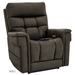 The Pride VivaLift Ultra PLR4955 Recliner with Lift Assist, Heat, and Massage offers plush dark brown upholstery, padded armrests, a high back, supportive stitching, True-Infinite Positioning, and an easy-to-use remote for ultimate comfort.