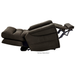 A dark brown Pride VivaLift Ultra PLR4955 Recliner with Lift Assist, Heat, and Massage in a fully extended position, showcasing True-Infinite Positioning with the footrest raised and backrest tilted for maximum comfort.