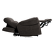 A dark brown Pride VivaLift Ultra PLR4955 Recliner with Lift Assist, Heat, and Massage is fully reclined with the footrest extended and backrest tilted, shown against a white background.