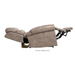 The Pride Mobility VivaLift!® Tranquil 2 Recliner with Lift Assist is fully extended, displaying a raised footrest and tilted backrest. Plush, cushioned upholstery offers personalized comfort, ideal for therapeutic or medical use.