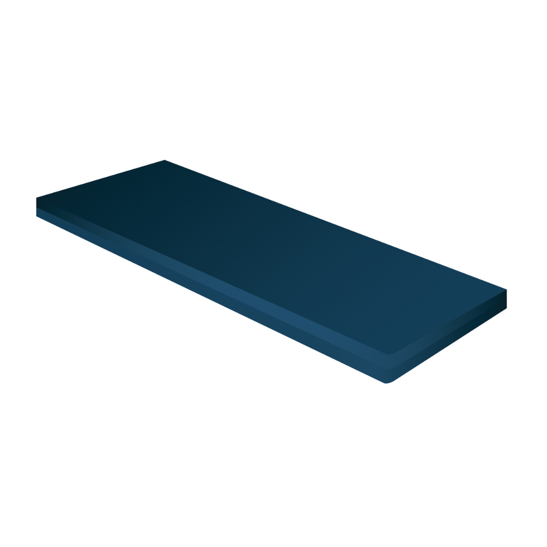 On a white background, the ProBasics 42 Bariatric Full Electric Homecare Bed is shown as a dark blue, rectangular platform with beveled edges, resembling a thin slab.